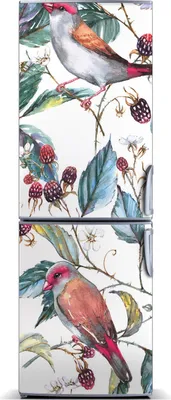 Immagine prodotto di Decorazione per frigorifero Tulup - Tappetino magnetico - 60 cm x 180 cm - Magnete da applicare al frigorifero - Motivo: uccelli e more