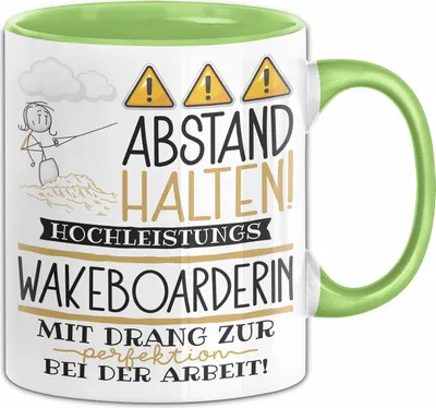 Produktbild von Wakeboarderin Tasse Geschenk Lustig Abstand Halten Hochleistungs-Wakeboarderin Mit Drang Zur Perfektion Bei Der Arbeit (Grün)