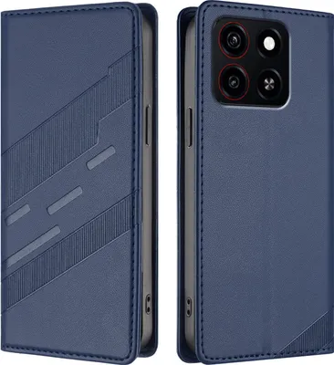 Produktbild von Hülle für ZTE Blade A55, Kunstleder Brieftaschen Handyhülle mit Kartenfach und Standfunktion Blau