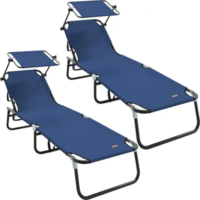 Produktbild von vidaXL Klappbare Sonnenliege 2 stk. Oxford Blau