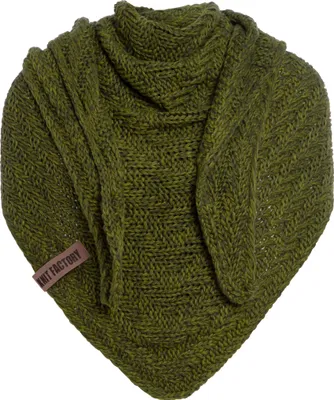 Produktbild von Knit Factory Sally Dreiecksschal - Moosgrün/Khaki - 220x85 cm