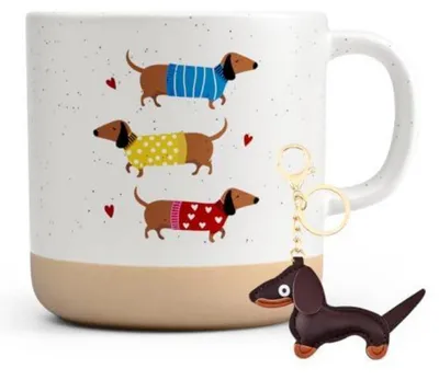 Image de Tasse "Teckel" de 360 ml, couleur beige, cadeau pour les amoureux des chiens