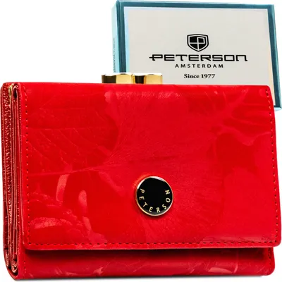 Obrázek produktu pro Peterson dámská peněženka RFID kožená červená 12,5x9 cm