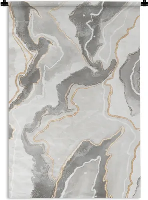 Produktbild von MuchoWow® Wandteppich Wandbehang Marmor - Weiß - Muster 90x135 cm Tapisserie Dekoration Wandtuch - Baumwolle - Wandskulptur