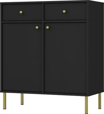 Produktbild von Masseno Kommode TORINO 84 cm Sideboard mit 2 Schubladen und 2 Türen für Wohnzimmer Schlafzimmer Modern 84x41x95 cm Graphitfarben / Graphitfarben