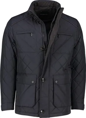 Produktbild von Bugatti Übergangsjacke dunkelblau Kapuze im Kragen Polyester