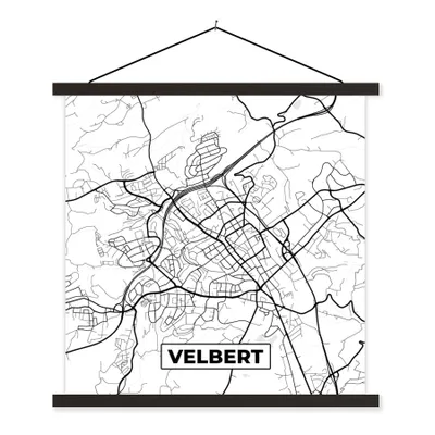 Produktbild von MuchoWow® Textilposter Velbert - Karte - Stadtplan 90x90 cm mit schwarzem Rahmen - Magnetisches