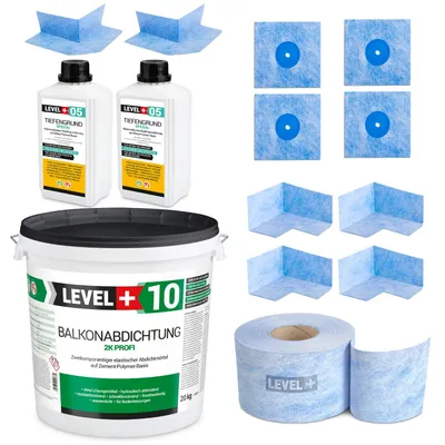 Produktbild von DichtSet 20kg Balkonabdichtung 2K Badabdichtung 25m Dichtband Tiefengrund SET29