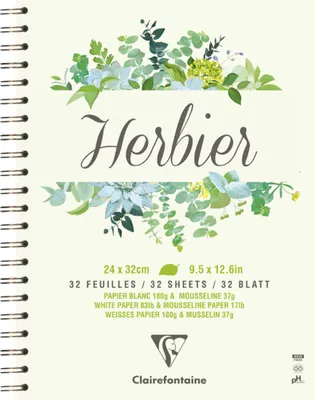 Produktbild von Clairefontaine 5x Herbarium, Heft mit Spiralbindung, 24x32cm 32 Bl 180g 975180C