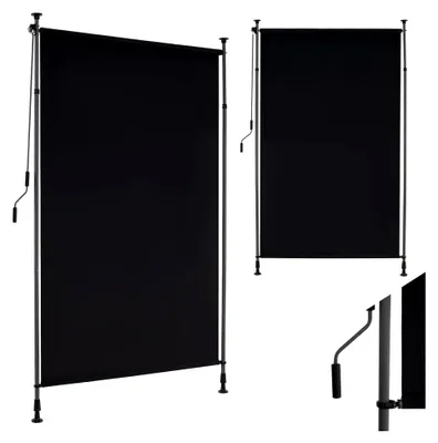 Produktbild von Einziehbare Vertikalmarkise mit Kurbel, Senkrechtmarkise für Außen, ausziehbare Markise für Balkon, 150 x 220-310 cm, Schwarz