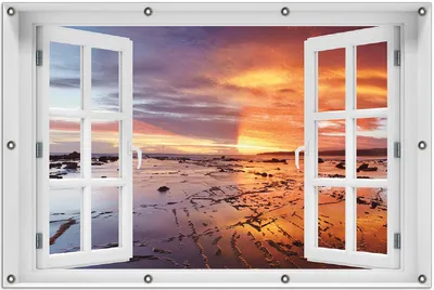 Produktbild von Wallario Outdoor-Poster für Garten oder Balkon 100 x 150 cm: Wattwanderung am Meer bei Sonnenuntergang