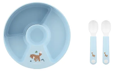 Produktbild von Mepal - Kinderteller mit Unterteilung + Lernlöffel Mio - Forest Friends