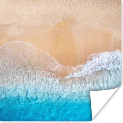 Produktbild von MuchoWow® Poster Strand - Meer - Sand - Sommer - Blau - Wellen 50x50 cm - Wohnzimmerdekoration