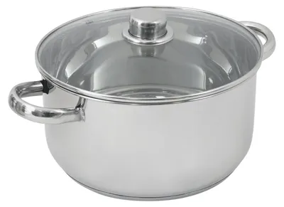 Edelstahl-Kochtopf 10 l, 28 cm, mit Glasdeckel, induktionsgeeignet