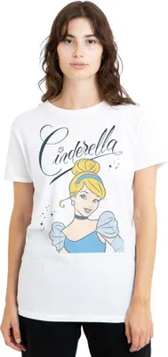 Image de Cinderella - "Headshot With Fancy Script" T-shirt pour femme TV25191 (XXL) (Blanc)
