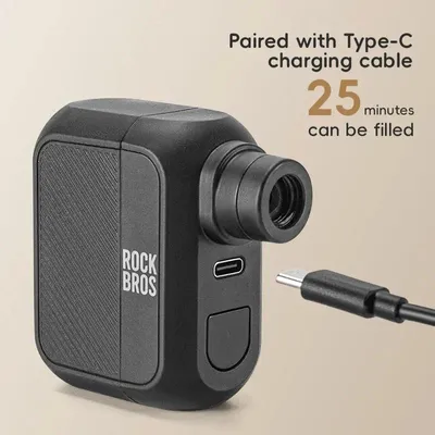 Immagine prodotto di Pompa per bicicletta elettrica - Mini e portatile - 100 PSI - Ricarica tramite USB-C - Gonfiaggio rapido - Adatta per mountain bike e bici da corsa