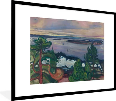 Produktbild von MuchoWow® MuchoWow® Gerahmtes Poster Zugrauch - Edvard Munch 80x60 cm - Poster mit zchwarzem Bilderrahmen - Schlafzimmer-Dekorationen - Fotoposter