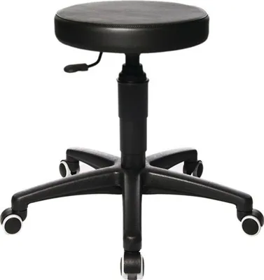 Image de Tabouret pivotant Tec 70 avec dossier, rembourrage en similicuir noir, hauteur d'assise 390-520mm TOPSTAR