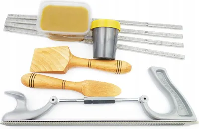 Produktbild von Zinnset Zinnpaste Wachs Spachtel Hebel Schmirgelpapier SCHRÄG grob