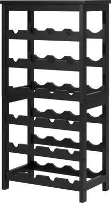 Produktbild von SucceBuy Freistehendes Weinregal für 24 Flaschen, 6 Ebenen, robustes Flaschenregal mit 36 kg Tragkraft, ideal für Küche, Keller, Bar, Ess- oder Wohnzimmer, Weinflaschenhalter in Schwarz
