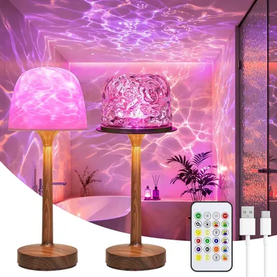Productafbeelding van Douchelamp LED waterdicht - 16 kleuren - Lichtprojector - Op batterijen - Houtkleur