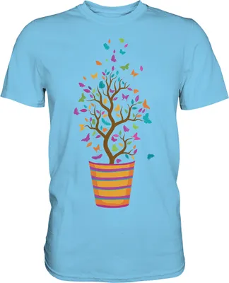 Produktbild von Blumentopf Bunte Schmetterlinge T-Shirt – Sky Blue / S