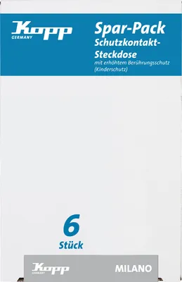 6 Steckdosen mit erhöhtem Berührungsschutz, 250 V, Weiß