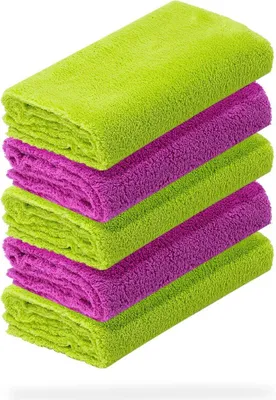 Produktbild von detailmate 5er Set Mikrofasertücher - 40x40cm, 550 GSM - Mikrofaser Poliertücher 3x grün, 2x lila