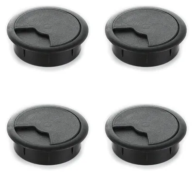 Produktbild von 4er Set sossai Schreibtisch Kabeldurchführung 60mm in Schwarz Kabeldurchlass Kabelauslass