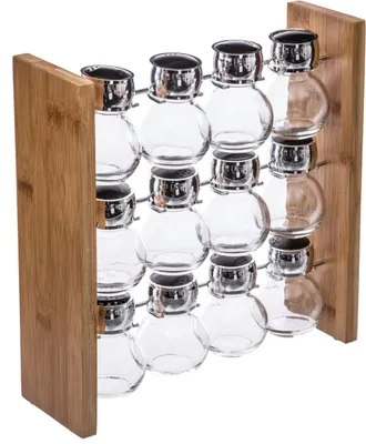 Produktbild von 5five Simply Smart Küchenregal für Gewürze mit 12 Behältern Bambus Glas Kunststoff braun/silber 29,3cm x 29,3cm x 9cm