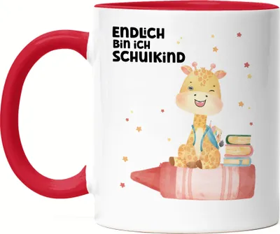 Produktbild von Endlich bin ich Schulkind Tasse Rot 1. Schultag Schulkind Einschulung