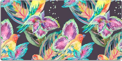 Produktbild von Schreibtischmatte Tischunterlage 90x45 cm Mauspad - Bunte Papageien