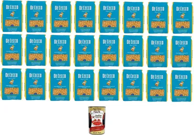 Produktbild von De cecco Conchigliette Lisce N°52 100% Italienisch Pasta Nudeln 24 x 500gr + Italian Gourmet Polpa 400g