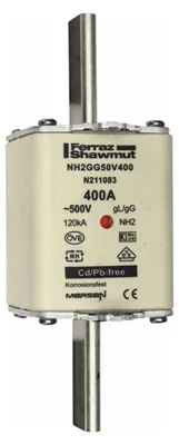 Image de Cartouche fusible NH-ZERO, taille 2, 400 A, 500 V CA - Fusible basse tension HRC NH2 400 A NH2GG50V400