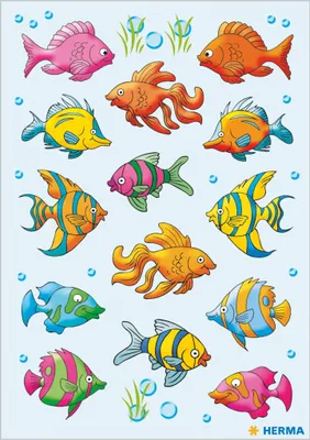 Produktbild von HERMA Sticker Fische 3 Blatt / 42 Sticker, Papier, Mehrfarbig, Fisch, Permanent, Fische, 42 Stück(e)