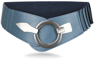 Produktbild von Elastischer Damen Taillengürtel, ca. 6 cm breiter Hüftgürtel mit silberner Ring-Schließe, Stretchgürtel, Petrol, Größe 80