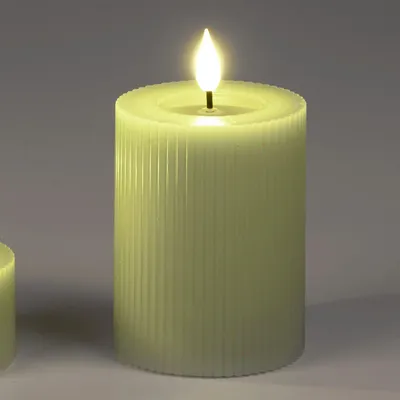 Produktbild von LED Kerze STREIFEN H. 10cm D. 7,5cm grün mit Timer Formano F25