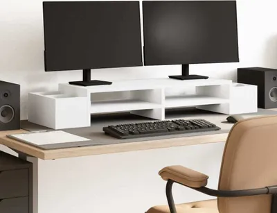 Produktbild von "2026 Promotion" Monitorständer mit Stauraum Weiß 100x27x15 cm Holzwerkstoff - Monitorständer CC31443