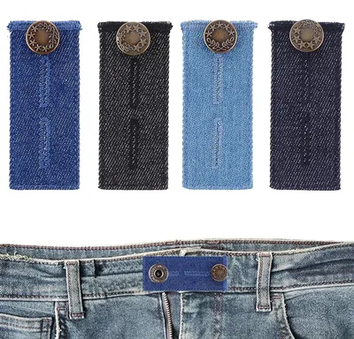 Hosenverlängerungsknöpfe 4er-Set, elastisch, 8,5 x 3,5 cm, 4 Farben