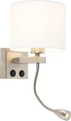 Produktbild von Moderne Wandleuchte Stahl mit Weißem Schirm Brescia