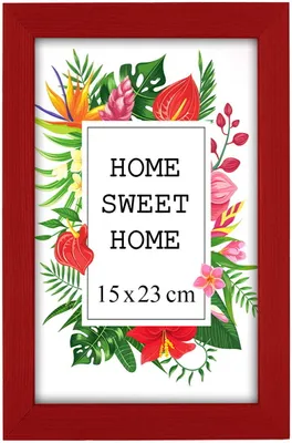 Obrázek produktu pro MG Design rámeček 15 x 23 cm - barva červená, ze dřeva, s akrylovým sklem - pro svislé nebo vodorovné zavěšení, bez pozadí, na fotografie
