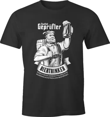Produktbild von Herren T-Shirt Staatlich er Biertrinker Party-Shirt Bier-Shirt saufen Moonworks® anthrazit 4XL