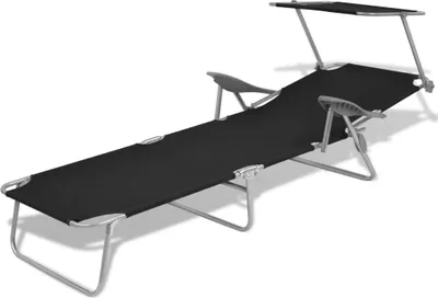 Obrázok produktu pre vidaXL Lehátko so slnečníkom Steel Black