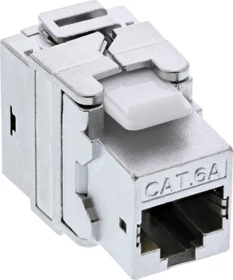 Produktbild von InLine Premium Keystone RJ45 Buchse / LSA Einsatz, SNAP-In, Cat.6a, Flach, Silber, RJ-45, LSA, Weiblich, Weiblich