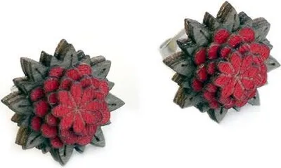 Immagine prodotto di BeWooden Orecchini di legno da donna Orecchini a fiore rosso Rosso Universale