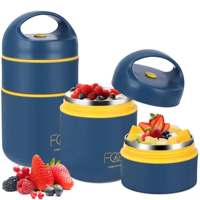 Immagine prodotto di Solidchoice - Contenitore termico portatile per il pranzo, a doppio strato