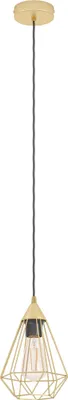 Produktbild von EGLO Pendelleuchte Tarbes, 1 flammige Hängelampe, Hängeleuchte aus Metall in Messing-Gebürstet, Esstischlampe, Wohnzimmerlampe mit E27, Ø 17,5 cm