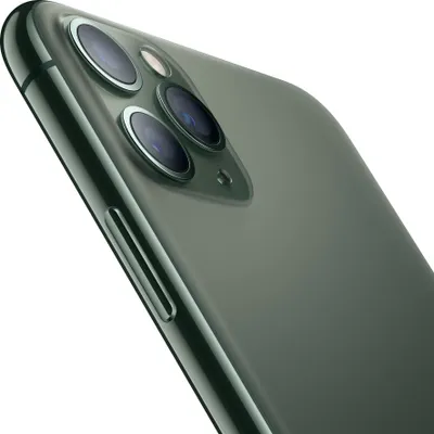 Produktbild von Apple iPhone 11 Pro Max, 64 GB, Midnight Green, Gut, 6.5 Zoll (16.5 cm), iOS 13, NFC, Bluetooth 5.0, WLAN 6, LTE, Dual-SIM, Dreifach-Kamera, A13 Bionic, Face ID, IP68, U1 Chip, Slofie, Räumliches Audio, Dolby Atmos