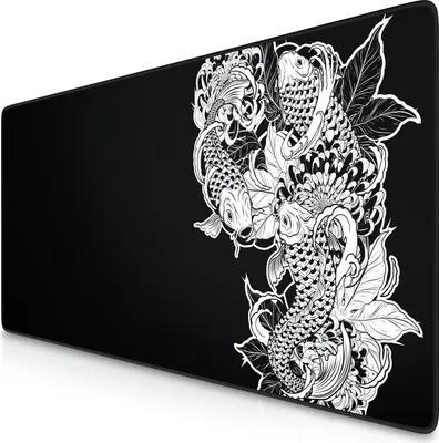 Zdjęcie produktu dla Titanwolf XXL Speed Gaming Mousepad Titanwolf Black 900 x 400 mm, podkładka pod mysz XXL, duża podkładka na biurko, poprawia precyzję i szybkość, Koi Tattoo 3
