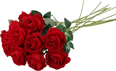 Produktbild von 12 Stück Künstliche Rosen, Rote Rosen, Kunstrosen Blumen mit Langen Plastikstielen für Tischdekorationen bei Hochzeiten